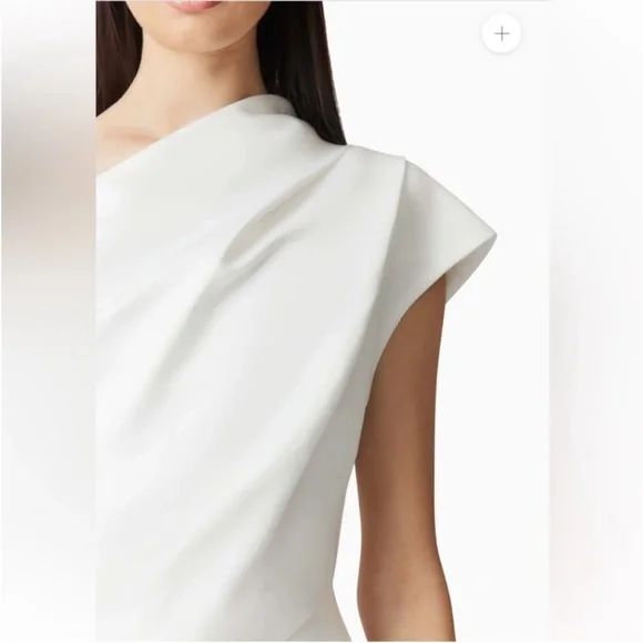 elliatt marissa white one shoulder asymmetrical hem maxi gown dress size medium - Picture 11 of 12